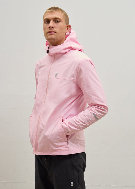 OCL Alder pink windbreaker with hood, zip and reflective detailing