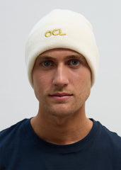 OCL Knit Beanie Embroidered White